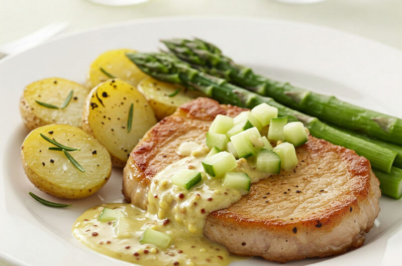 Pikante Koteletts mit Spargel und Rosmarinkartoffeln