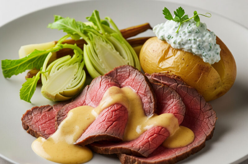Roastbeef-Festmahl mit Béarnaise und Ofenkartoffel