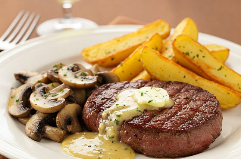Rumpsteak mit Café de Paris & Kräuterseitlingen