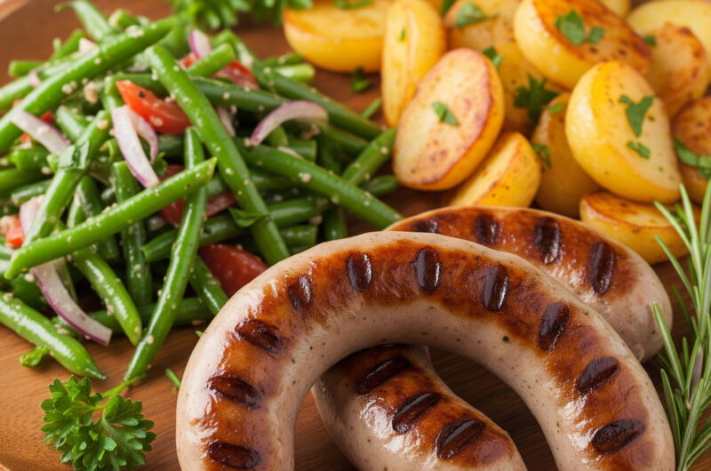 Bratwurst-Klassiker mit Böhnchen & Bratkartoffeln