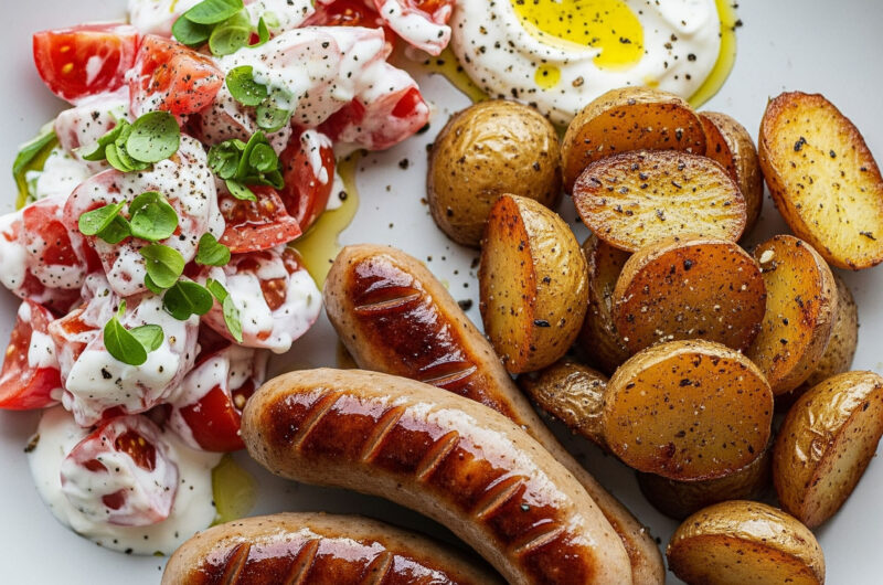 Bratwurst-Klassiker mit Tomatensalat