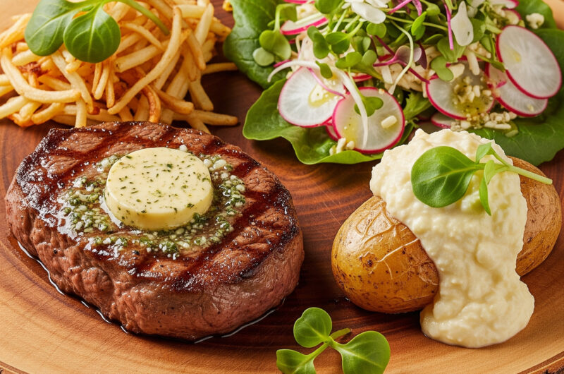 Holzfällersteak mit Knoblauchbutter & Ofenkartoffel