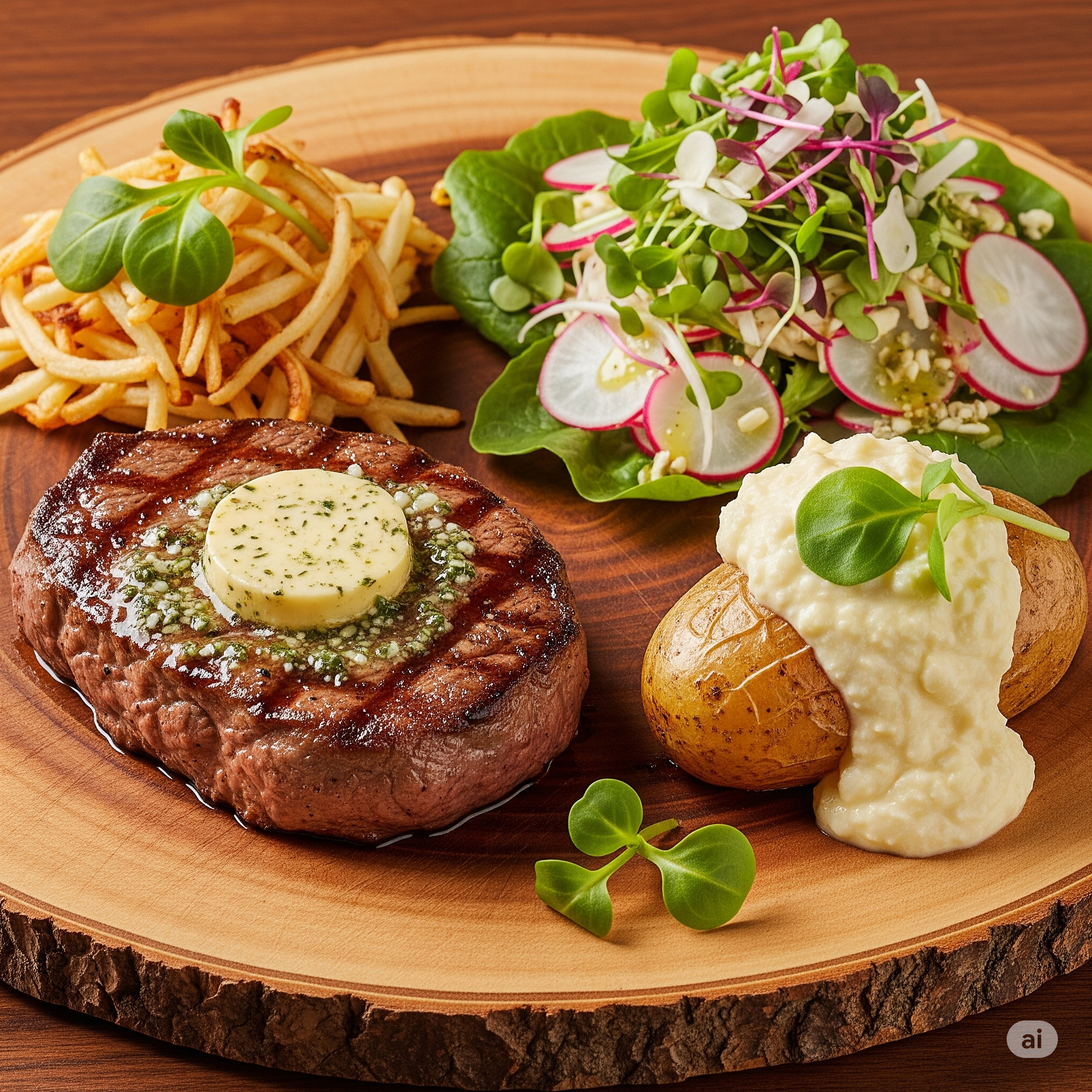 u003cbru003eHolzfällersteak mit Knoblauchbutter u0026amp; Ofenkartoffel