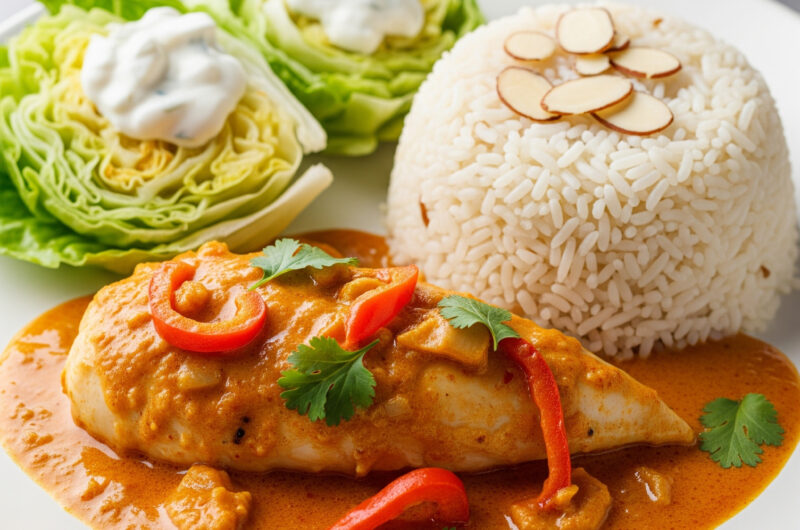 Thai Curry-Hähnchen mit Reis & Salat