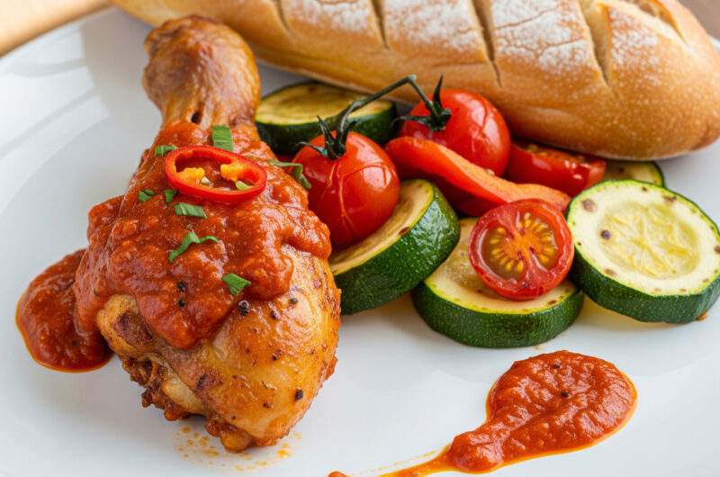 Hähnchenkeule mit pikanter Sauce