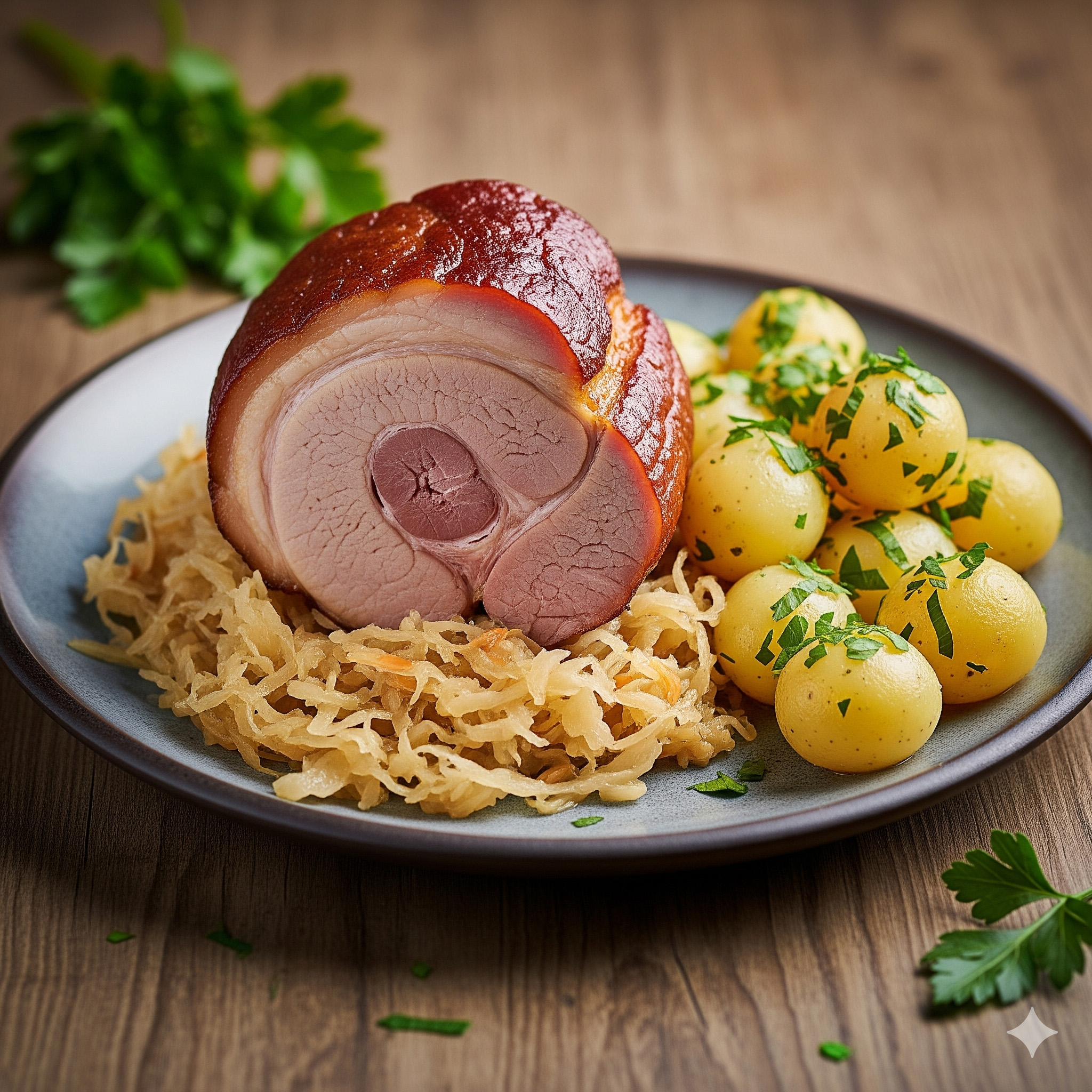 u003cbru003eKasseler auf Rahmsauerkraut