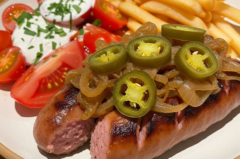 Rostbratwurst mit Jalapeño-Zwiebeln