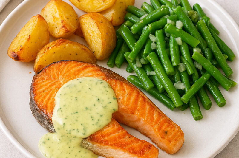 Lachssteak mit Café de Paris-Sauce