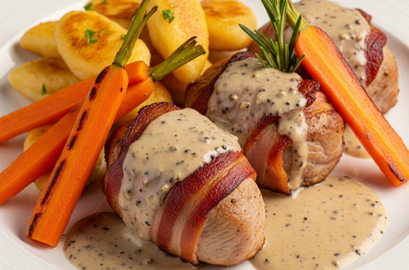 Schweinefilet im Speckmantel mit Pfeffersauce