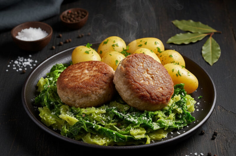 Herzhafte Frikadellen mit Rahm-Wirsing